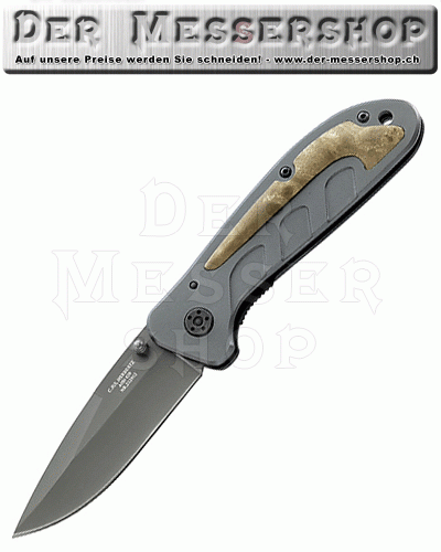 Herbertz Einhandmesser, AISI 420, Aluminium, Wurzelholz, Clip