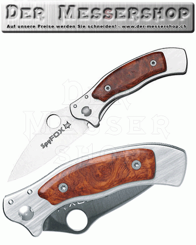 Fox Einhandmesser, Mini Spy, Stahl N690Co, Wurzelholz, Clip