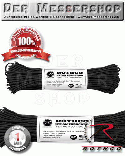 Seil Cord 550LB NYLON 100 FT - Black