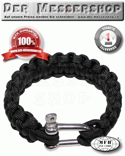 MFH Tactical Survival Bracelet in schwarz mit Metallverschluss