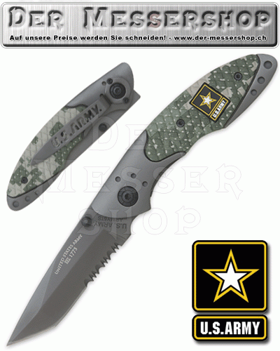 U.S. Army Einhandmesser Part Serrated Medium Tanto Camo Folding