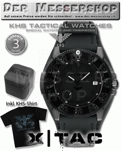 KHS Watch - Armbanduhr Tactical Shadow X|TAC - Leder/G-Pad-Armba