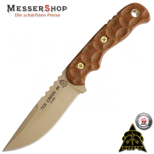 Tops Knives Einsatzmesser Tex Creek 69 Tan Blade/Handle