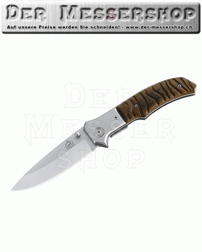 Puma TEC Einhandmesser, AISI 420, Holzschalen, Clip