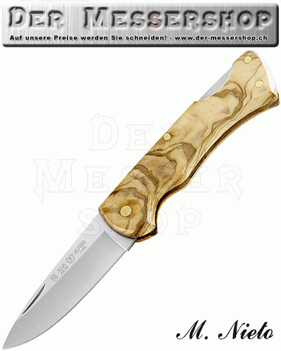 Nieto-Taschenmesser, AN.58 Stahl, Olivenholz-Griffschalen