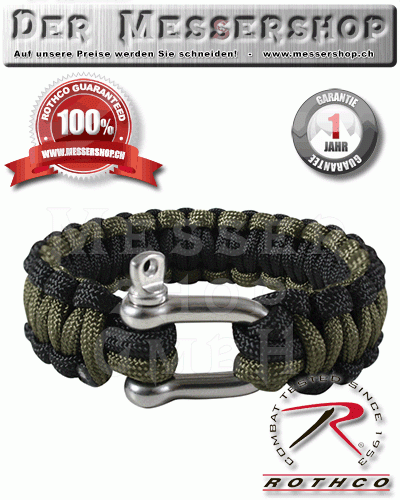 Rothco Tactical Survival Bracelet in oliv/black mit Metallversch