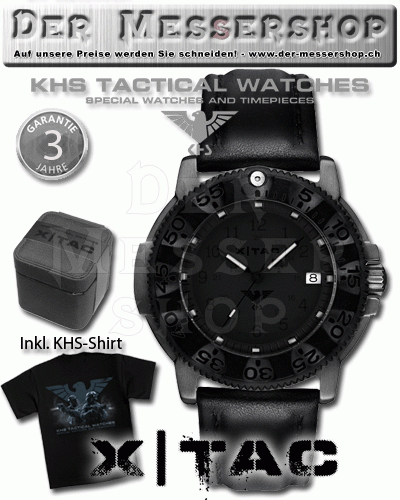 KHS Watch - Armbanduhr Tactical Shadow X|TAC - Lederarmband