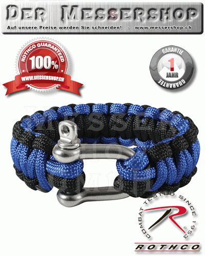 Rothco Tactical Survival Bracelet in blue/black mit Metallversch