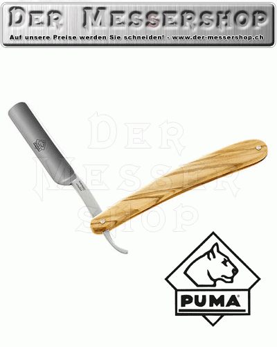 Puma Rasiermesser, Carbonstahl, 5/8 Zoll, Olivenholz-Schalen