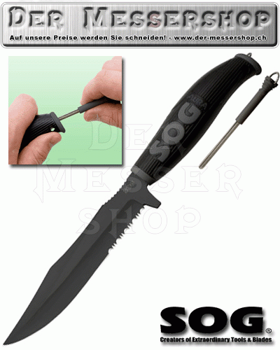 SOG Kampfmesser Aura SEAL, schwarzer Zytelgriff, kombinierte Sch