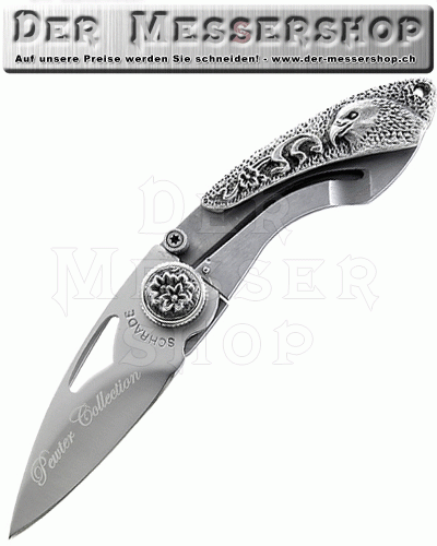 Schrade Einhandmesser, Pewter Collection, AISI 420, Zinn, Adler-