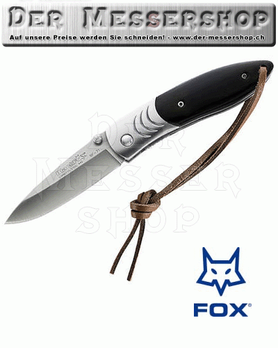Black Fox Einhandmesser, Stahl 440 A, schwarzes Pakkaholz, Clip,