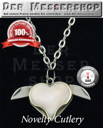 Novelty Cutlery Heart Necklace Red Pearl - Mini Taschenmesser