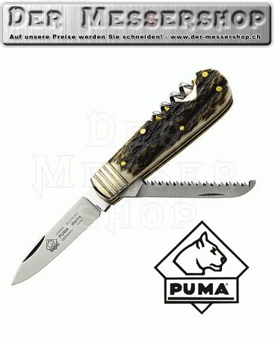Puma Jagd-Taschenmesser, Modell Dachs, Stahl 1.4116, Hirschhorn,
