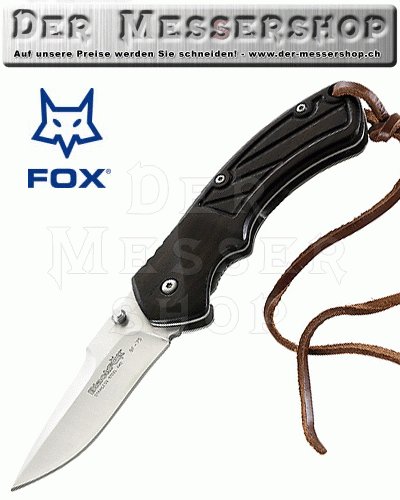 Black Fox Einhandmesser, 440 Stahl, Sandelholz-Griffschalen, Met